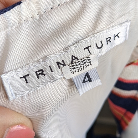 TRINA Turk Bright Chevron Cotton Sheath Midi Dress 4 - Picture 5 of 17